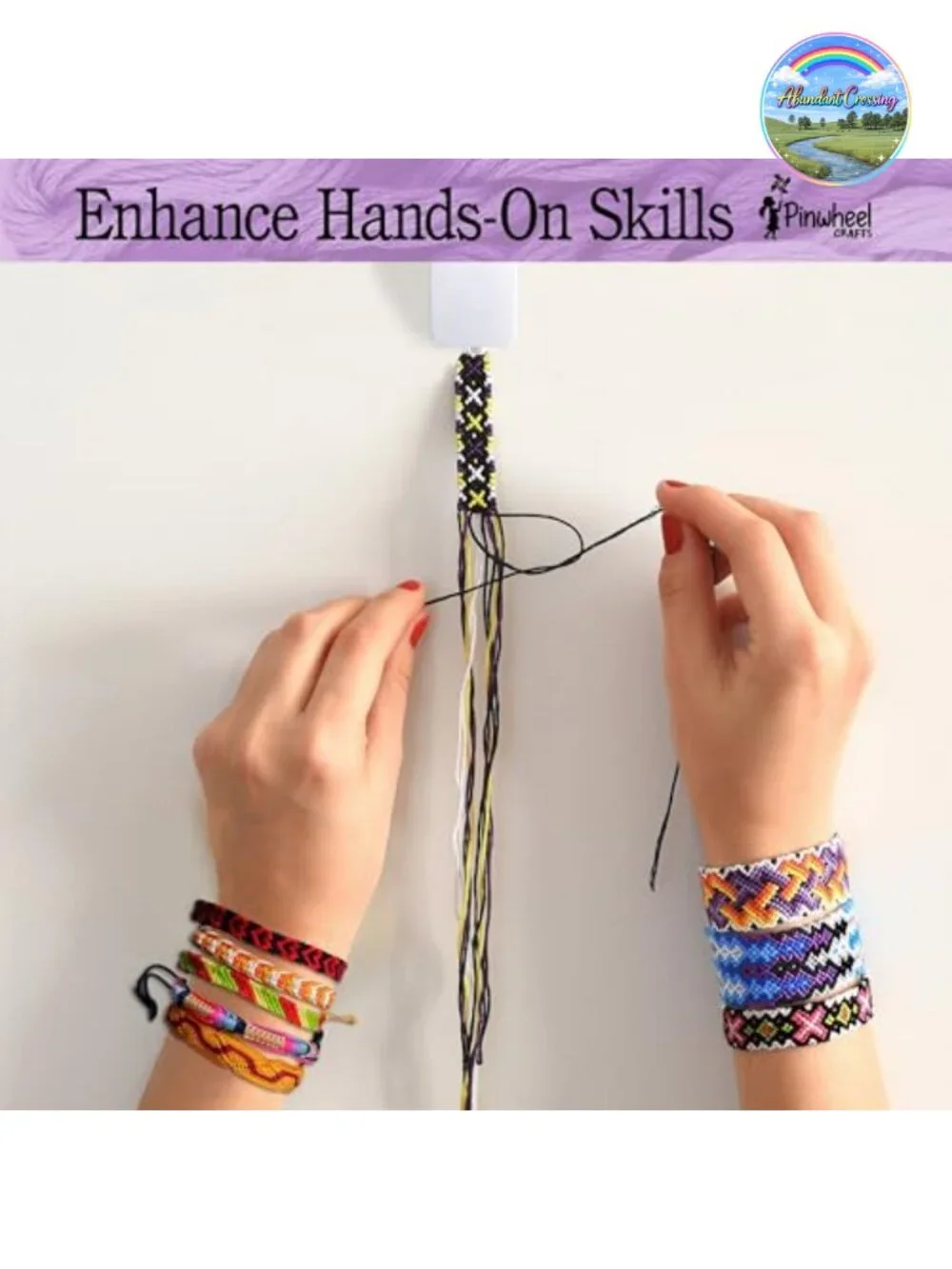 Friendship Bracelet Kit with 100 Floss Threads, Metal Beads & Storage Bag